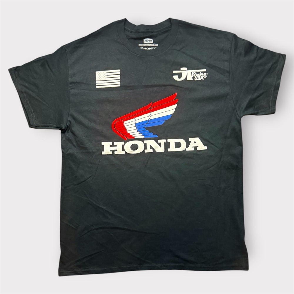 JT Racing USA‎ Honda Graphic T-Shirt Mens Large Black Racing Motocross Tee L